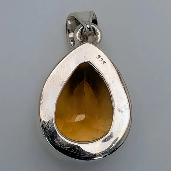 Large Natural Citrine S925 Sterling Silver Pendant High Quality - Picture 5 of 7